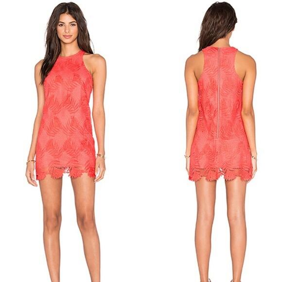 Lovers + Friends Shift Dress Caspian Coral Reef Lace - Picture 1 of 12